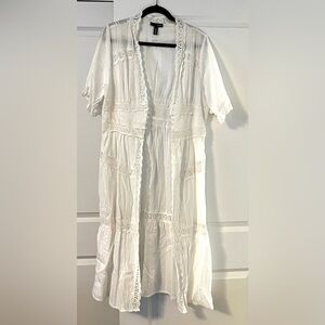 White lacy shortsleeved Duster by aqua for Bloomingdale’s